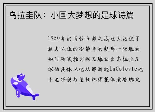 乌拉圭队：小国大梦想的足球诗篇